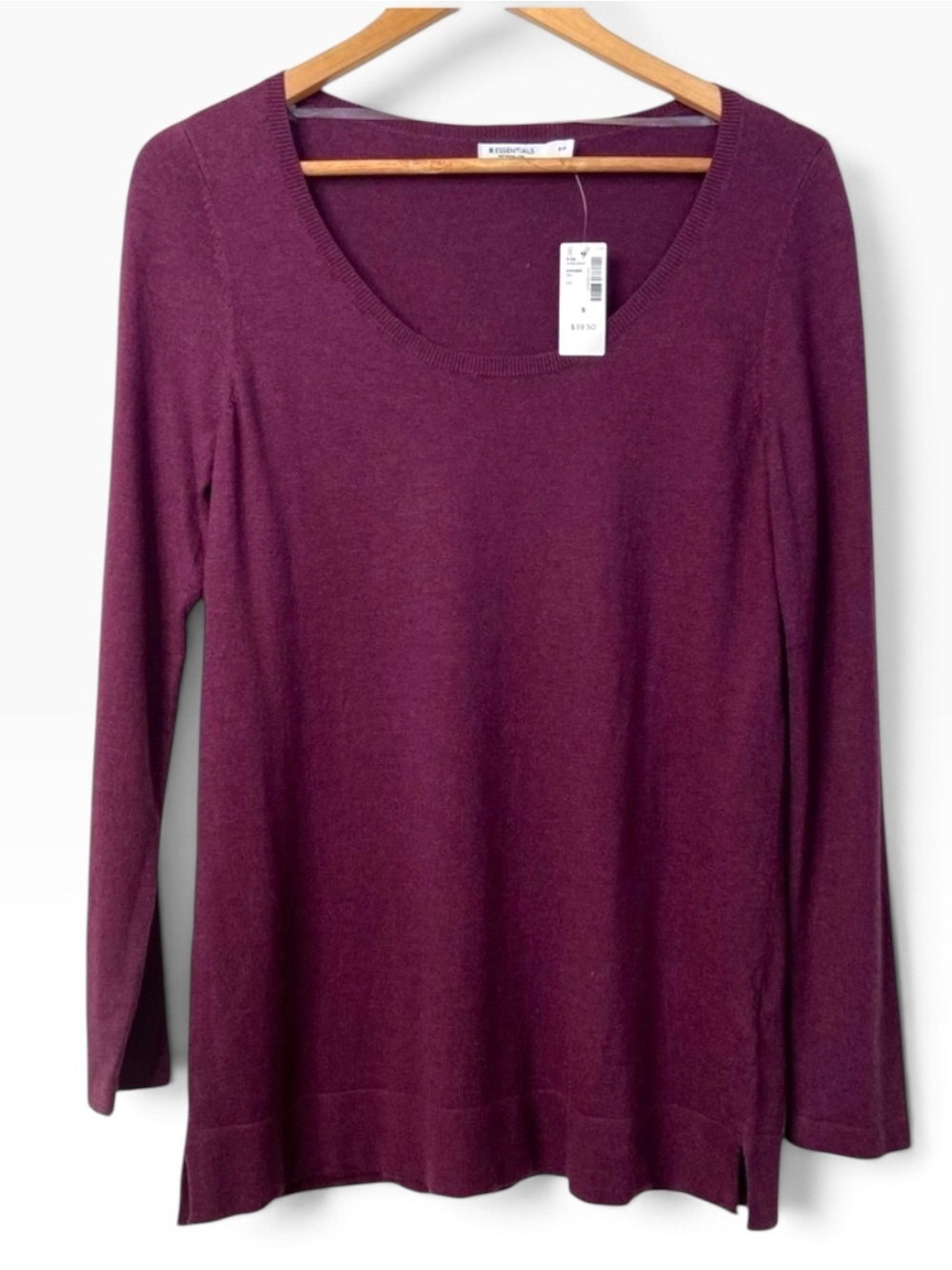 Reitmans kint sweater scoop neck soft modal blend burgundy raspberry long Small